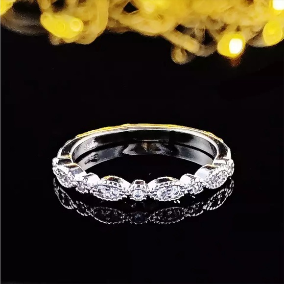 Jewelry - New 935 Silver Twist Fashion Promise Eternity Band Wedding Ring